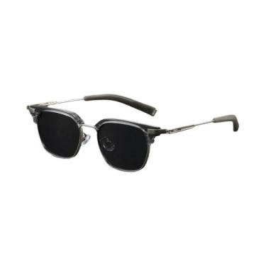 Imagem de Óculos De Sol Retrô Pretos Com Meia Armação De Metal Para Homens E Mul