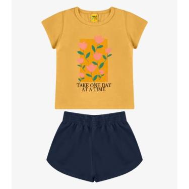 Imagem de Conjunto Blusa com Shorts Meia Malha Rovi Kids Laranja, 6, Laranja