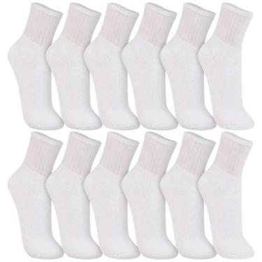 Imagem de Kit com 12 Pares de Meias Cano Médio Algodão Esportiva Trifil, Branco,