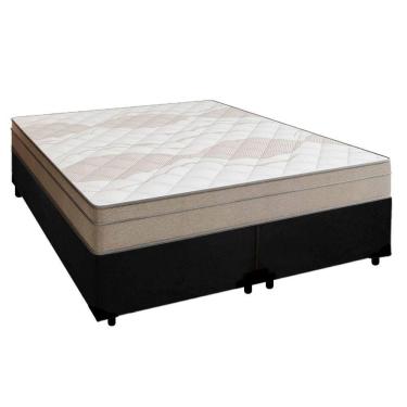 Imagem de Cama Box Casal Bipartido Suede + Colchão De Molas Ensacadas Portobel Ipanema 138x188x65...