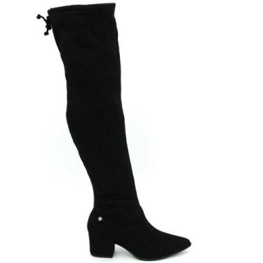 Imagem de Bota feminina via uno 828023 cano longo cobre joelho montaria, 36, Pre