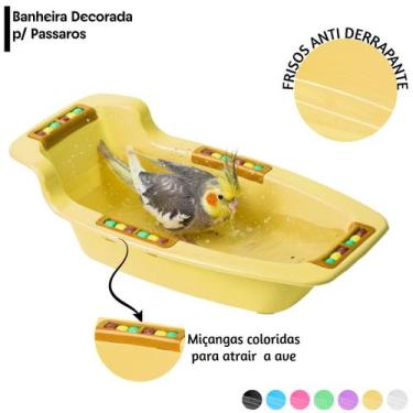 Imagem de Banheira Grande Interna Decorada Calopsita, Agapornes Passaros Diverso