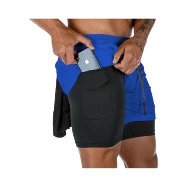 Imagem de Shorts Esportivos 2 Em 1 Camo Quick Dry Para Corrida, Academia, Treino