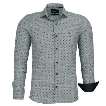 Imagem de Camisa Social Masculina Amil Manga Longa Estampada Slim Sem Bolso 100%