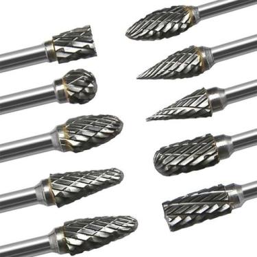 Imagem de Kit 10 Fresa Lima Rotativa Desbastar Metal Duro  Alumínio Chapa Furar 