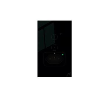 Imagem de Interruptor Inteligente Wi-Fi com 2 Tecla + 1 Tomada - LEDCOM, PRETO