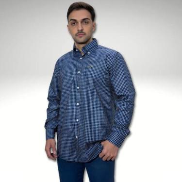 Imagem de Camisa King Farm Manga Longa Xadrez Country Masculina New, Azul, Marin