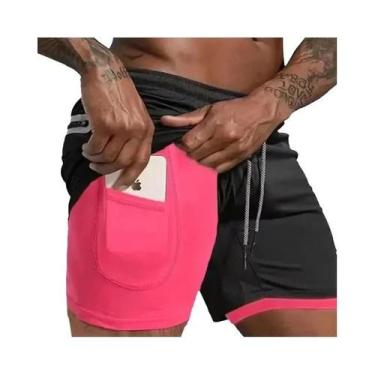 Imagem de Shorts Esportivos Masculinos De Verão 2 Em 1 Com Camada Dupla Para Tre