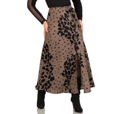 Imagem de Saia midi miravest feminino ref: mir262317, Avelã, M