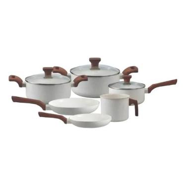 Imagem de Conjunto Jogo 6 Panelas Pratic Cook Vanilla Marmol Indução Mimo - Mimo