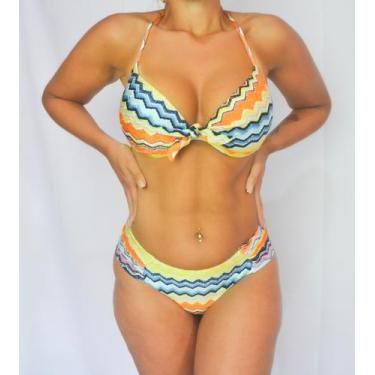 Imagem de Biquíni meia taça - Lado Praia, Zig zag amarelo, 40