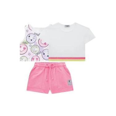 Imagem de Roupa Infantil Conjunto Kukiê Cropped Blusa Em Tule E Shortinho Moleti