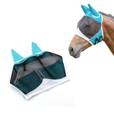 Imagem de Máscara anti-moscas para cavalo meia face com proteção UV respirável M