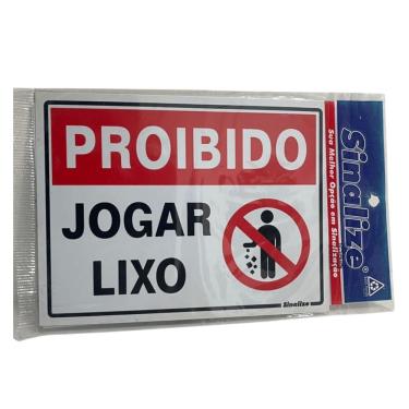 Imagem de Placa de Sinalização Proibido Jogar Lixo 15x20cm Uso Interno e Externo Sinalize
