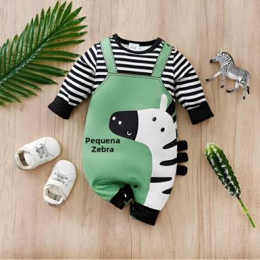 Imagem de Macacão De Bebê Recém-Nascido Confortável E Macio Com Estampa De Zebra