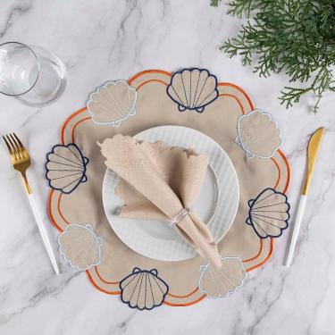 Imagem de Jogo Americano Simples Bordado 12 Peças em 100% Poliéster com Design Decorativo para Mesa de Jantar Laranja Clara Luz