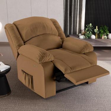 Imagem de Poltrona Madrid Power Touch Reclinável com Massagem Usb Bivolt Pu Caramelo Gran Belo
