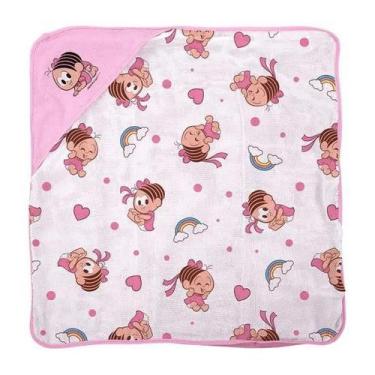 Imagem de Toalha de plush com capuz turma da mônica baby azul e rosa, Rosa