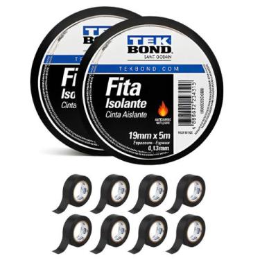 Imagem de 10 Fita Isolante 19mm x 5m Preta Tekbond