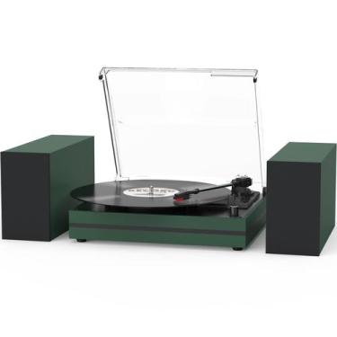 Imagem de Toca-discos Seasonlife Verde Fosco 3 Velocidades BT Sem Fio
