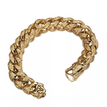 Imagem de suhang Pulseira Masculina Aço Inoxidável Prata Ouro Preto Cor Elo Pulseiras Para Homens Joias 15Mm