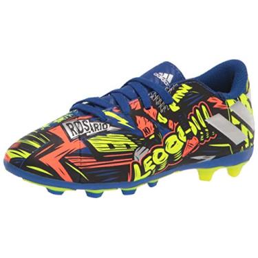 Imagem de Tênis de futebol infantil Adidas Nemeziz Messi 19,4 Firm Ground, Royal Blue/Silver/Yellow, 4 Little Kid