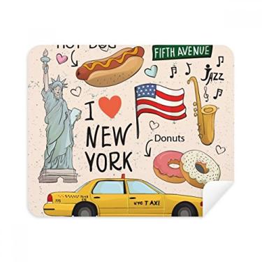 Imagem de I Love New York Hot Dog Donuts America Texi Pano de limpeza Limpador de tela 2 peças Tecido de camurça