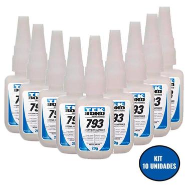 Imagem de Kit 10 Adesivo Instantâneo Multiuso com Bico Anti Entupimento 20g 793 TEKBOND