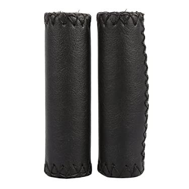 Imagem de Capa de guid?o de bicicleta,1 par de tr¨ºs cores retr? couro artificial mountain bike Mtb punhos de guid?o de bicicleta(Black), Punho de bicicleta Capa al?a couro Guiador Punhos do guid?o Mtb par