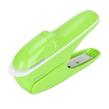 Imagem de Grampeador sem grampo manual, Grampeador de papel sem grampo branco, Máquina de grampear sem grampo, ABS ecológico para escritório com alça confortável Escola fácil de operar (verde)
