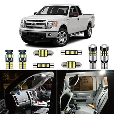Imagem de AUTOGINE Kit de luzes LED interiores brancas para Ford F150 F-150 2009 2010 2011 2012 2013 2014 Super Bright 6000K Pacote de lâmpadas LED interiores + Ferramenta de instalação