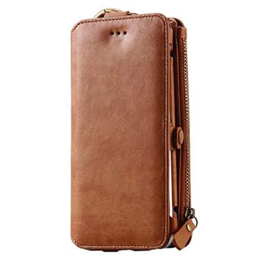 Imagem de Capa de telefone para iphone 11 pro max xs xr 5 c 6 s se 2020 7 8 plus cintura pendurada carteira de couro capa de telefone bolsa, marrom, para ipohone 11 pro max