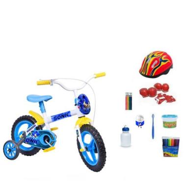 Imagem de Bicicleta Infantil Menino Personagem Aro 12 Sonic  8 Itens - Br Kids