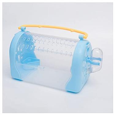 Imagem de KIZQYN Gaiolas de pássaros passeio panorâmico gaiola de pássaro carregar papagaio gaiola de pássaro gaiola de transporte portátil gaiola transparente portátil pele de tigre canário gaiola de voo (cor: azul)