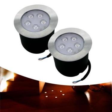 Imagem de Kit 2 Balizador Spot Led Embutir Chão Piso Jardim 5W Quente - Ry