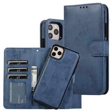 Imagem de Estojo de couro de luxo para iPhone 14 12 13 Mini 11 Pro XR XS Max 6 6s 7 8 Plus 5 5s SE 2020 2022 Flip Wallet Card Slot Phone Cover, Azul Escuro, Para iPhone 12 Pro 6.1inch