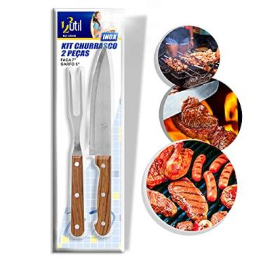 Imagem de KIT CHURRASCO CONJ COM 2 PECAS FACA 7" E GARFO 5"