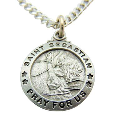 Imagem de Westman Works Conjunto de medalha de estanho de São Sebastião com cartão sagrado feito nos EUA