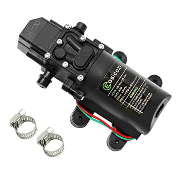 Imagem de Bomba de água doce de 12 V CC com 2 braçadeiras de mangueira bomba de diafragma de 12 volts bomba pulverizadora autoescorvante com interruptor de pressão 4,5 L/Min 1,2 GPM 110 PSI ajustável para trailer campista naval barco gramado