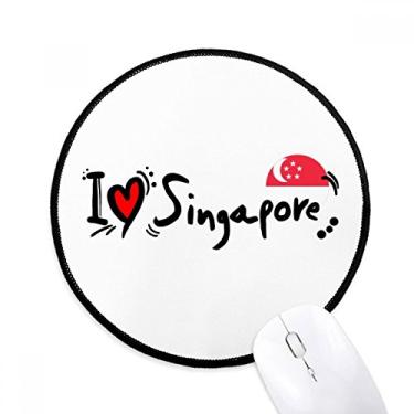 Imagem de DIYthinker I Love Singapore Word Flag Love Heart Illustration Mouse Pad Desktop Office Round Mat para Computador