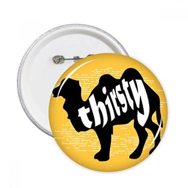 Imagem de Broche redondo natural com contorno de camelo de animal preto, 5 peças