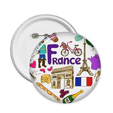 Imagem de Broche de bandeira nacional França Love Heart Landscap Broche Emblema Acessório Decoração 5 peças