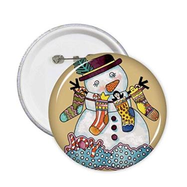Imagem de Mas, boneco de neve, alfinetes de festival, emblema, botão, decoração, acessório, 5 peças