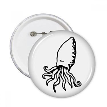 Imagem de Polvo Vida Marinha Ilustração de Desenho Alfinetes Redondos Emblema Botão Decoração Acessório 5 peças