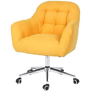 Imagem de cadeira de escritório Cadeira giratória Cadeira de escritório ergonómica ajustável Assento estofado de veludo Cadeira de mesa sem braços Cadeira de trabalho Cadeira (cor: amarelo) needed