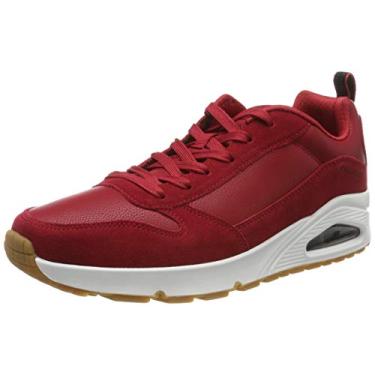Imagem de Skechers Tênis masculino Uno-Stacre, Vermelho (couro vermelho/poliuretano/malha/acabamento vermelho), 38