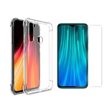 Imagem de Capinha Case Antiqueda Compatível Xiaomi Redmi Note 8 + Película Vidro (Não Cobre as Bordas Curvas)