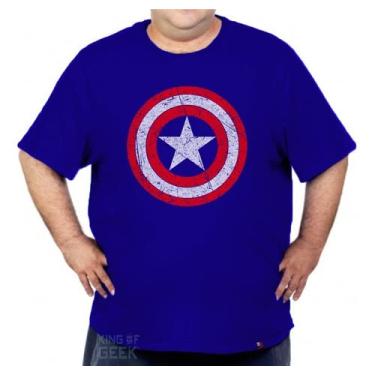 Imagem de Camiseta Capitão América Escudo Plus Size Camisa Grande Tamanho:M;Cor:Azul