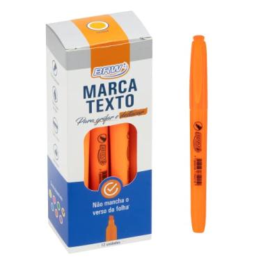 Imagem de Caneta Marca Texto Fluorescente Laranja Caixa com 12 Unidades, BRW