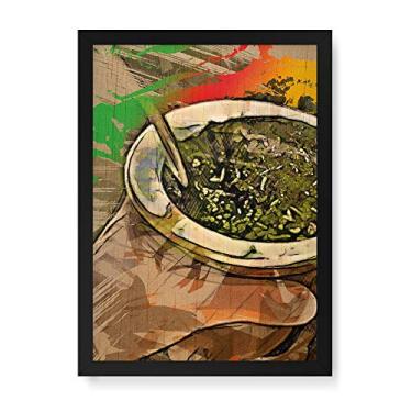 Imagem de Arte Maníacos Quadro Decorativo em Madeira Chimarrão Desenho - 23x16,25cm (Moldura caixa em laca preta)